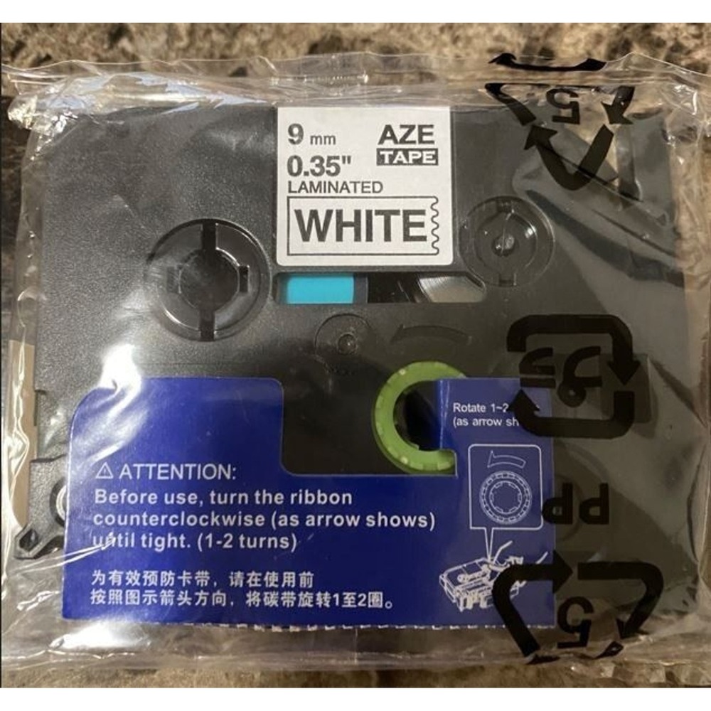 AZE Tape 9mm Refill 0.35" Laminated White Label Tape Compatible Brother P New
